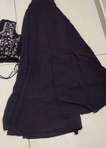 Wine Colour Crop Top With Skirt