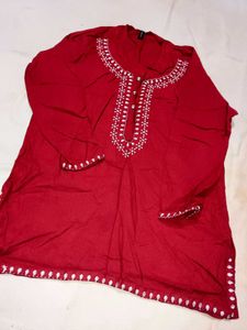 New Short Kurti With Embroidery