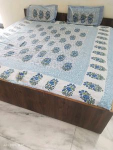 Paisley Print Cotton Double Bed Blue Bedsheet
