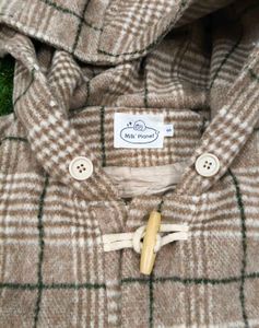 Imported Cozy Plaid Toggle Coat