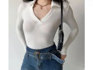 Women's Black Ribbed V-Neck Slim Fit Top