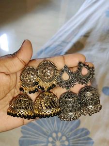 Oxidized Jhumka Earrings[2 Type Earrings] Combo 🎊