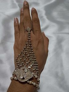 Pearl &amp; Rhinestone Hand Chain