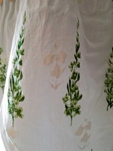 White &amp; Green Printed Top