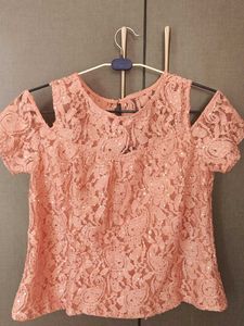 ✨ Peach Lace Latin Quarters Top – Size L ✨