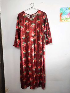 Floral Velvet Kurta Dress