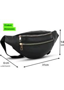 Black Faux Leather Belt Bag