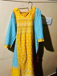 Beautiful Yellow & Blue Kurta -3XL