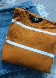 Casual Max Mustard & White Striped Tee