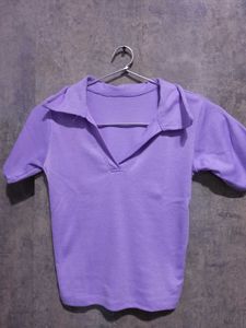 Polo Neck Top, Tunic - Crop Top For Women T-shirt
