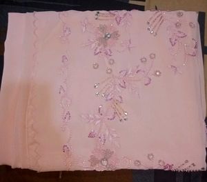 Elegant Festive Pink Beads Saree With Blouse
