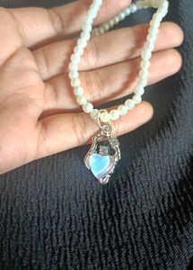 Pearl Beaded Heart Potion Necklace