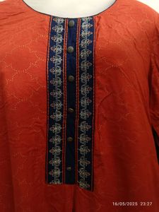 Rust Red With Navy Blue Avaasa Brand Kurta(xl)