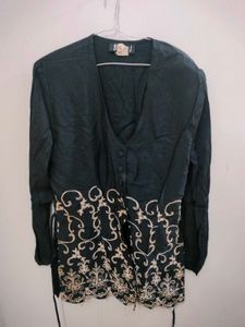 Embroidered Black Top