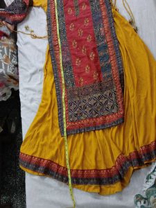 Rajasthani Embroidery Design Yellow Gown