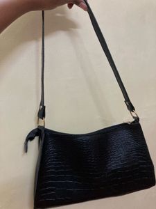 Black Croc Shoulder Bag