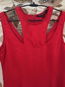 Red Ruffle Hem Dress