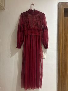 Elegant Maroon Midi Dress
