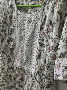 Floral Print Dress with Lace