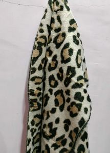 Leopard Print Scarf with Fringe