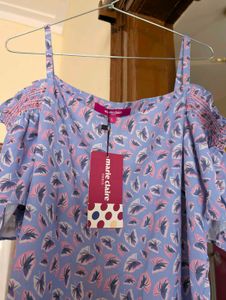 Leaf Print Cold Shoulder Top (never used)