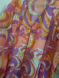 Up Down Floor Length Kurta (Orange &amp; Purple)