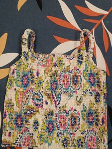 Floral Print Smocked Crop Tank Top