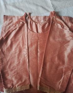 Peach Embroidered Sharara Suit