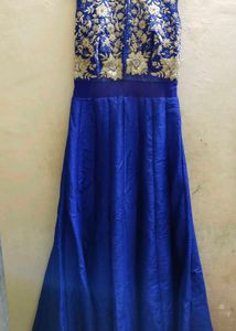Royal Blue Gold Embroidered Gown