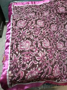 Used SyntheticChiffon MagentaColor LaceBorder Sare