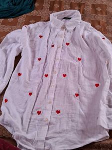 Cute Heart Print White Top