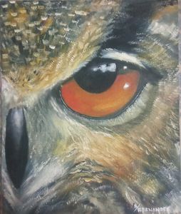 Oil On Canvas Painting- Owl