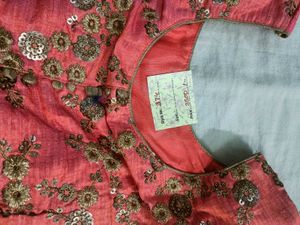 Embroidered Pink Blouse and lehenga