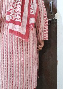 Red & White kameez salwar dupatta