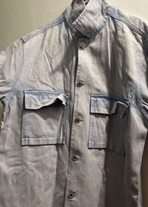 Blue Button-Down Shirt Jacket