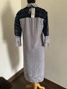 new Striped Shirt kurti  with Lace Detail