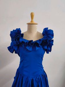 Vintage Blue Ruffle Dress