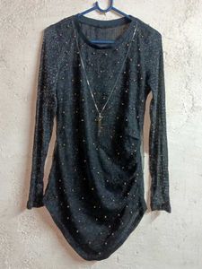 Partywear See-through Sparkly Top Black 🖤