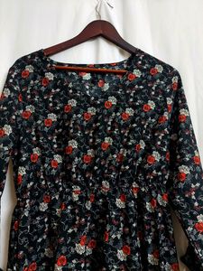 Easy Buy Short Floral Dress With Elastic Waist