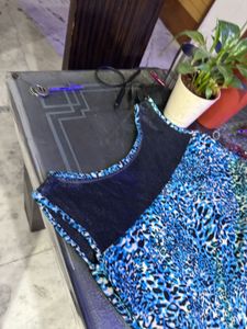 Blue Animal Print Kurti