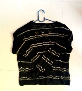 Yarn Knitted Black And Golden Zori  Top.