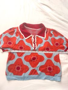 Korean Floral Knitted Top