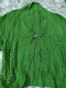 Green Boho Crochet Cardigan