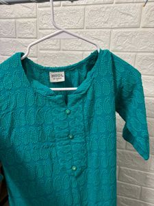 Teal Embroidered Kurti