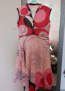 Red And Cream Umbrella Model Dress