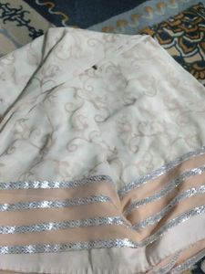 Peach And Off White Saree