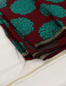 Elegant Maroon &amp; Teal Saree