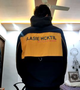 Unisex Black &amp; Yellow Polyester Bomber Jacket