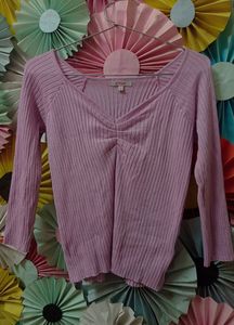 Sweetheart Neck Lavender Ripped Top