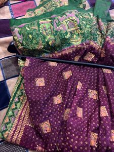 Elegant Green &amp; Maroon Saree